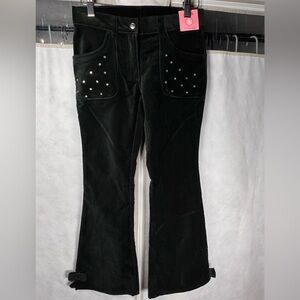 NWT Gymboree Girls Black Gem Velveteen Pants  Adjustable Waist Size 9